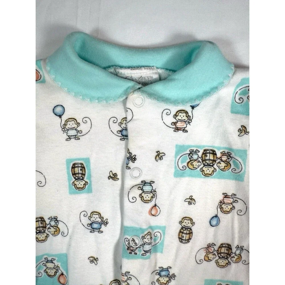 VINTAGE CARTERS Unisex Monkey Print Footed Sleeper Pajamas Size 6‎ Months